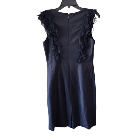 Rebecca Taylor Navy Ruffle Dress Silk Blend - Picture 2 of 5
